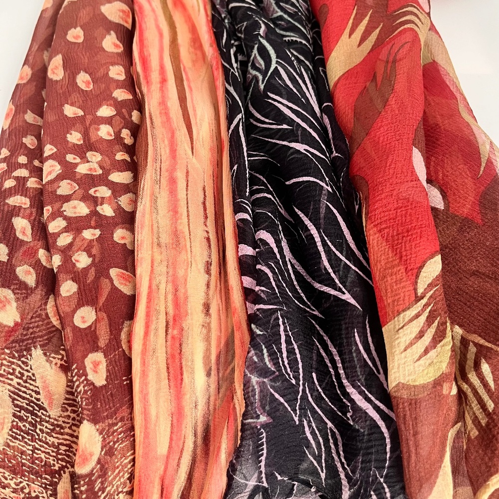 3 silk chiffon vintage Georgina Von Etzdorf scarves
